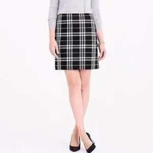 J Crew Skirt Plaid Mini Womens 6 Black White